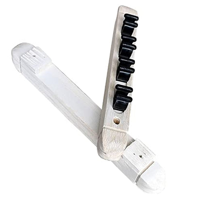 2Pcs 4 Pool Cue Rack Storage Table Rods Clip Bracket Wall Mounted Solid Wood Cue Rack Holder for Billiard Clubs Game Room Pool Bars Players - color: White