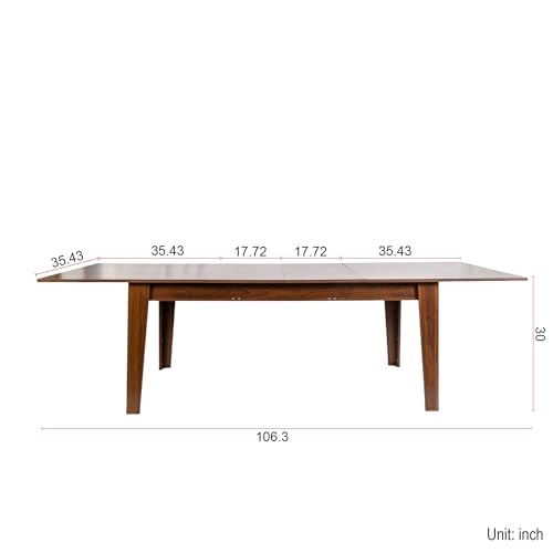 71"-106" Extendable Dining Table for 4-12 People, Space-Saving Extra Long Transformer Table with Extension Leaves Holder, Walnut - color: Walnut, style: 71" - 106.5" (4-12 People)