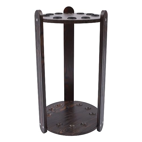 Pool Stick Holder Floor Stand, Round Billiard Cue Rack Hold 9 Cues, Wooden Freestanding Pool Cue Rack for Storing Billiard Cues, Golf Clubs & Fishing Rods