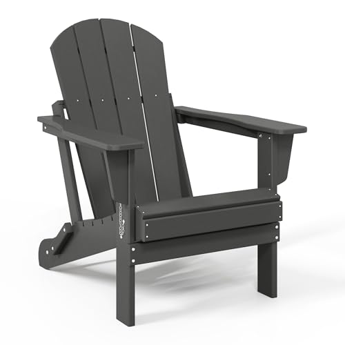 WestinTrends Malibu HDPE Outdoor Patio Folding Poly Adirondack Chair, Gray - color: Grey, size: 1 Chair