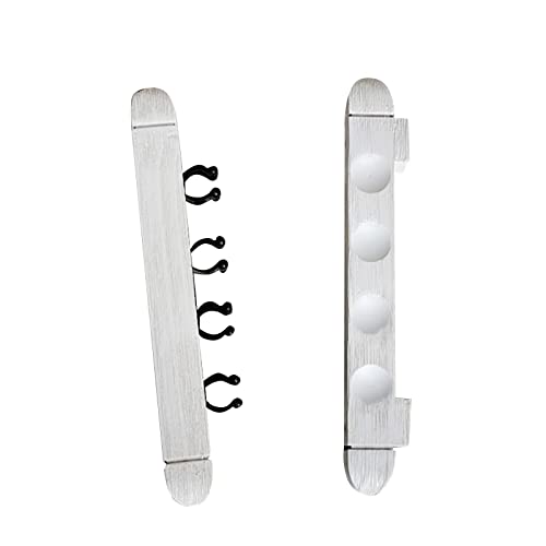 2Pcs 4 Pool Cue Rack Storage Table Rods Clip Bracket Wall Mounted Solid Wood Cue Rack Holder for Billiard Clubs Game Room Pool Bars Players - color: White