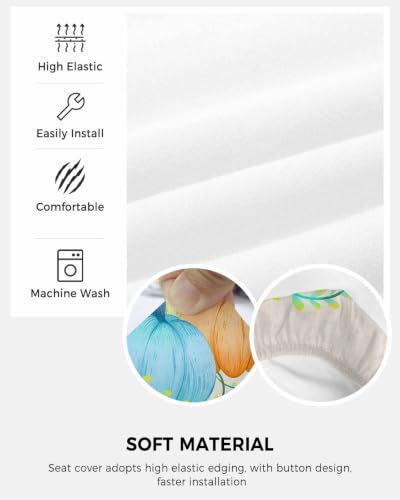 Savannan Office Chair Cover, Blue Green Orange Pumpkin on Linen Protective Stretch Elastic Universal Cover for Desk Task Chair,Computer Rotating Chair 1 Pcs Autumn Colorful Vegetable