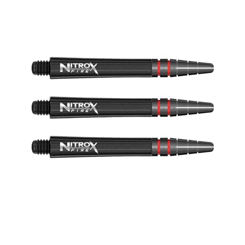 RED DRAGON Nitro Xfire Dart Shafts - Carbon Fiber Blend Stems with Aluminum Flight Locking System & Anti-Deflection Design - Available in Short, Intermediate & Medium Sizes - color: Black Medium