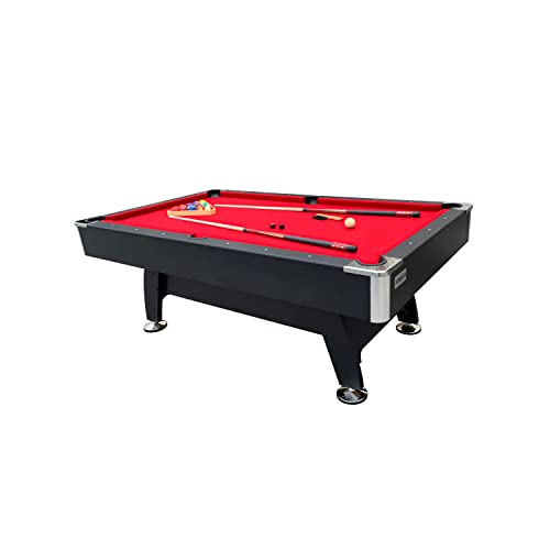 RACK Draco 7-Foot Tournament Billiard/Pool Table – Professional Competition Game Table - color: Red Felt with Black Body