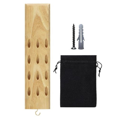 Wall Mount Dart Rack - Wooden Stand Organizer Display Board, 12 Holes Storage with Hooks | and Durable Mounted Bracket Screws