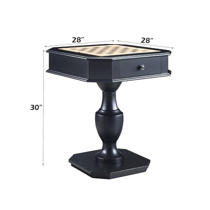 Chess Table, Reversible Chess Checker Game Table with 2 Drawers for Family Entertainment Room, 3-in-1 Square Game Tray for Chess Checker Backgammon, Black - size: 28''-Chess Table Black