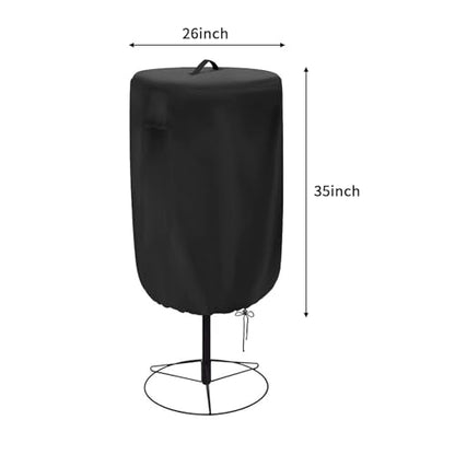 Disc Golf Basket Cover, 26inch x 35inch，Waterproof, Tear Resistance & Ultraviolet Resistance with Portable Handle & Windproof Drawstring（Black）