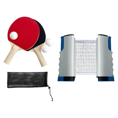 Ping Pong Paddles Set Rackets and Balls Pingpong Paddle Portable Retractable Net with Posts Table Tennis Set for Outdoor - color: Grey