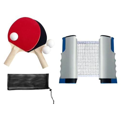Ping Pong Paddles Set Rackets and Balls Pingpong Paddle Portable Retractable Net with Posts Table Tennis Set for Outdoor - color: Grey
