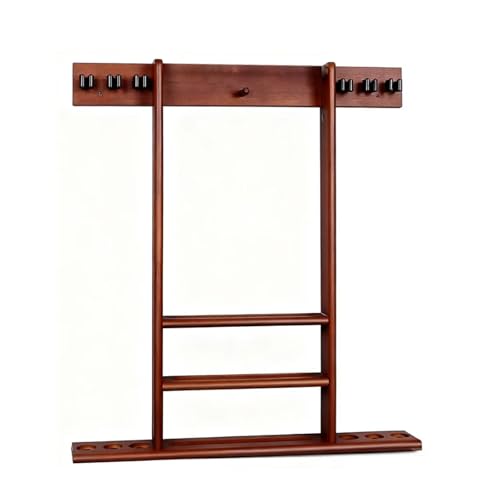 SUPERDIAMOND 6 Holes Wall Mounted Pool Cue Rack, Wood Billiard Stick Holder Holds 6 Cues for Pool Table Accessories, Heavy-Duty Billiards Storage Rack Stand Display for Game Room,Brown - size: 6 Cues, style: SU-wa6-Cue Racks-brown