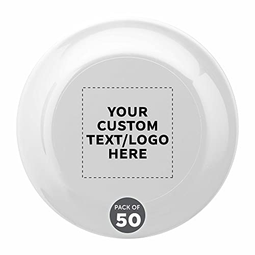 DISCOUNT PROMOS Frisbee Flying Discs in Bulk, 9.25 in. Fun Family Beach Game - color: - Custom - White, size: 50 flying discs