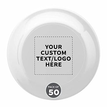 DISCOUNT PROMOS Frisbee Flying Discs in Bulk, 9.25 in. Fun Family Beach Game - color: - Custom - White, size: 50 flying discs