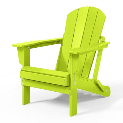 WestinTrends Malibu HDPE Outdoor Patio Folding Poly Adirondack Chair, Lime - color: Lime, size: 1 Chair