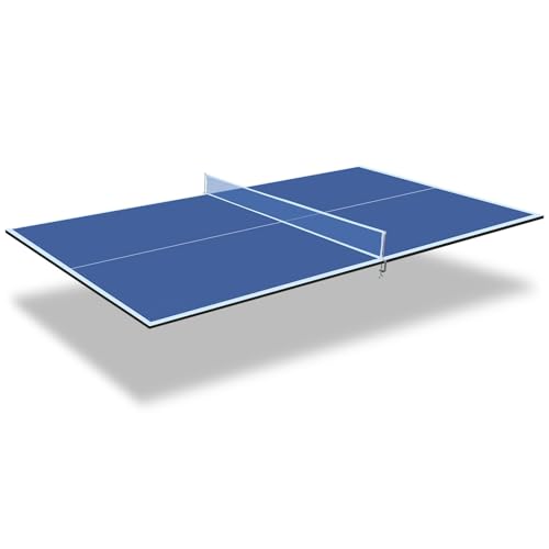 Foldable Ping Pong Table Top for Billiard Table, 6FT/7FT/8FT/9FT Table Tennis Table Topper for Pool Table, Indoor Outdoor Portable Table Tennis Conversion Top w/Net & Foam Padding - color: Blue, size: 8.5x4.7FT