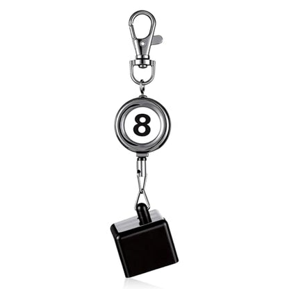 Pool Chalk Holder, Billiard Chalk Holder with Retractable Key Ring, Pool Cue Chalks Holders, Billiards Accessories for Billiard Lovers, Number 8