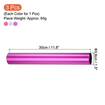 PATIKIL Relay Track Batons Set, Aluminum Alloy Tube Field Running Race Stick for Outdoor Athletics Sport Game Tool - color: Pink, Purple, Silver