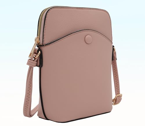 Solene Small Crossbody Bag with Gold Hardware, Mini Shoulder Purse with Adjustable Strap - color: Blush