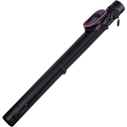 Casemaster Q-Vault Supreme Billiard/Pool Cue Hard Case, Holds 1 Complete 2-Piece Cue (1 Butt/1 Shaft) - color: Black with Pink Trim