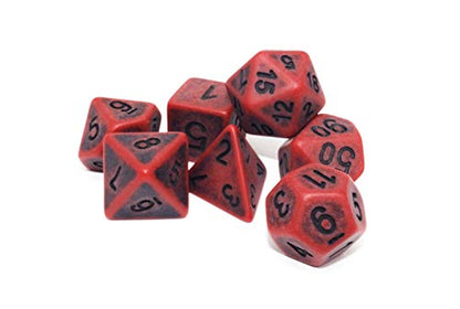 DND Dice Set Ancient RPG Dice for Dungeons and Dragons(D&D) Pathfinder MTG Tabletop Role Playing Game Polyhedral 7-Die Dice Group (Scarlet) - color: Scarlet