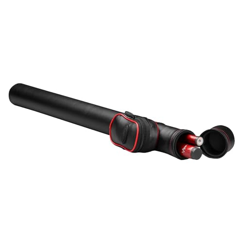 Casemaster Q-Vault Supreme Billiard/Pool Cue Hard Case, Holds 1 Complete 2-Piece Cue (1 Butt/1 Shaft) - color: Black with Red Trim