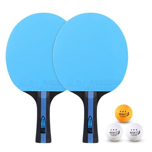 2 Pack Table Tennis Sets with 3 Balls and Carry Bag – Beginner Paddles for 2 Players, Durable Polar Wood Rackets and Zippered Case - color: Blue B