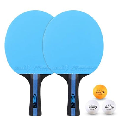 2 Pack Table Tennis Sets with 3 Balls and Carry Bag – Beginner Paddles for 2 Players, Durable Polar Wood Rackets and Zippered Case - color: Blue B