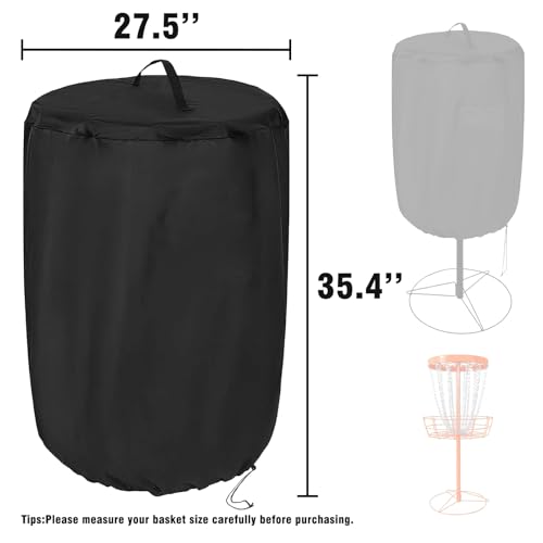 Disc Golf Basket Cover, 420D Heavy Duty Waterproof Fabric, Fits Disc Golf Baskets up to 27.5" D x 35.4" H, UV Resistant Weatherproof Dust Cover for Outdoor Storage