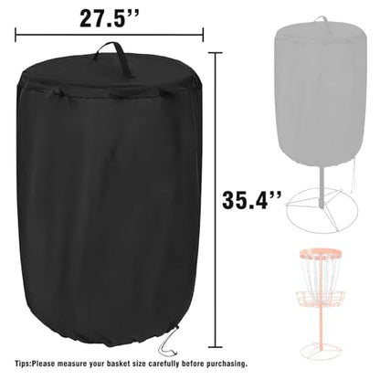 Disc Golf Basket Cover, 420D Heavy Duty Waterproof Fabric, Fits Disc Golf Baskets up to 27.5" D x 35.4" H, UV Resistant Weatherproof Dust Cover for Outdoor Storage