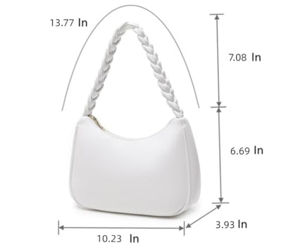 CYHTWSDJ Shoulder Bags for Women, Cute Hobo Tote Handbag Mini Clutch Purse with Zipper Closure - color: Braid White