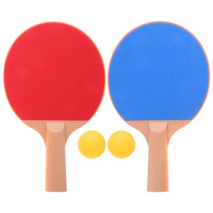 Mipcase Outdoor Table Tennis Set Plastic Table Tennis Paddles and Elastic Yellow Ping Pong Balls, 2pcs Long Handle Rackets for Outdoor Casual Activities and Practice
