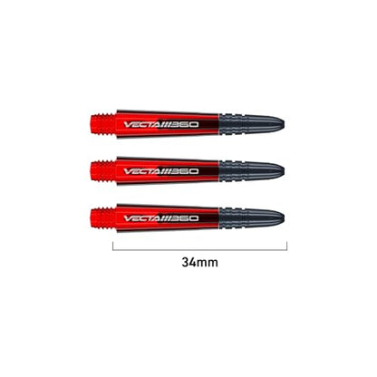 Winmau Dart Shaft - Vecta Blade360 Polycarbonate Dart Stems - 1 Set per Pack (3 Darts Shafts in Total) - Professional Darts Accessories - Red & Black Blade360 Short Shafts