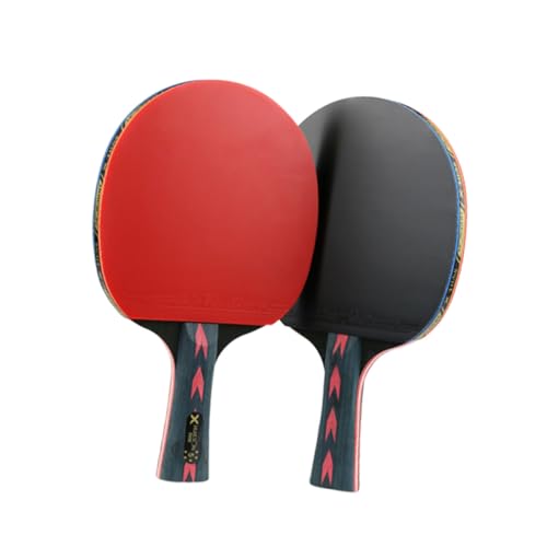 2pcs 5 Star Carbon Fiber Table Tennis Racket Double Pimples-in Pingpong Paddle Set for Teenagers Professional Training with Horizontal Grip, Portable Indoor Outdoor Sports