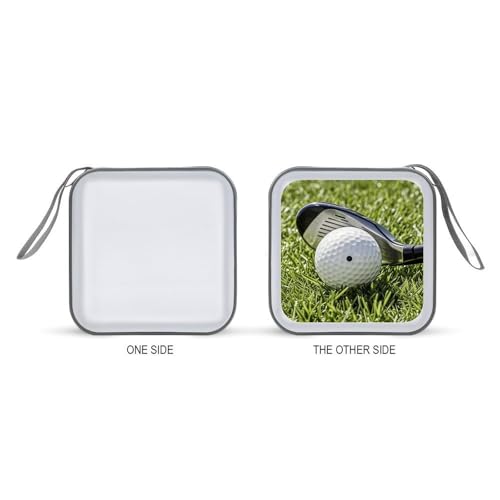 Golf Ball CD Case 40 Capacity DVD Case Holder Hard Plastic DVD Disc Storage Binder for Car Portable Zipper Disc Storage Organizer Wallet Bag for Home Travel