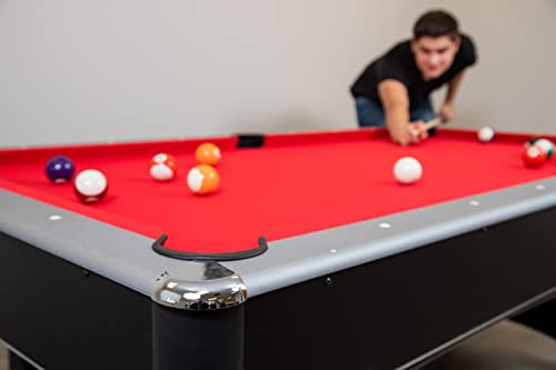 Hathaway Maverick 7 Foot Pool Table with Table Tennis Top – with Accessories for Both Games – Space-Saving Ping Pong and Pool Table Combo for Families – Matte Black Finish