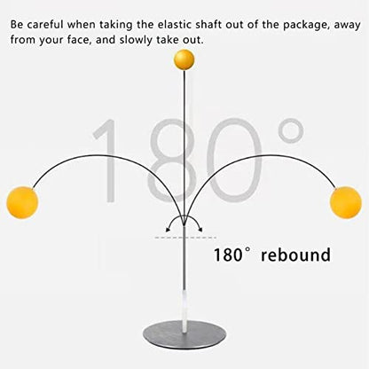 HURRISE Table Tennis Balls Paddles Set, Paddle Set with Balls, Table Tennis Trainer with Elastic Shaft Stainless Steel Base, 6 Self Training Balls 2 Paddles