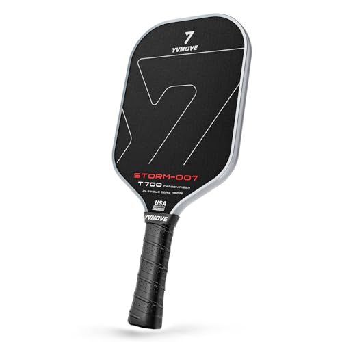 YVmove USAPA Approved Raw Carbon Fiber Pickleball Paddle, 16mm Thermoformed Pickleball Racket with High Spin & Extended Grip, Professional Pickleball Paddle for Control and Power - color: Pure Black