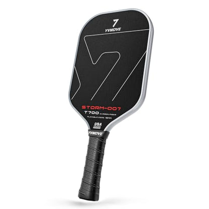 YVmove USAPA Approved Raw Carbon Fiber Pickleball Paddle, 16mm Thermoformed Pickleball Racket with High Spin & Extended Grip, Professional Pickleball Paddle for Control and Power - color: Pure Black