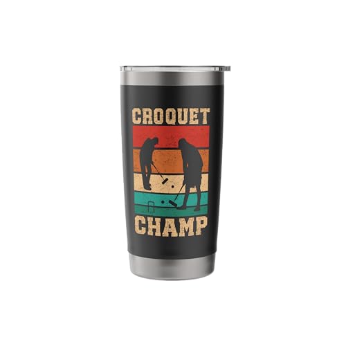 Croquet Champ Retro Funny Lawn Game Player Quote Stainless Steel Insulated Tumbler - color: Black