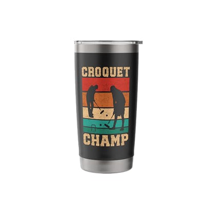 Croquet Champ Retro Funny Lawn Game Player Quote Stainless Steel Insulated Tumbler - color: Black