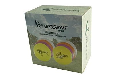 Divergent Discs 8-Disc Family Starter Disc Golf Set - Disc Golf Discs Set for Beginners