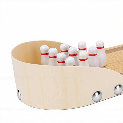 Zunate Tabletop Mini Bowling Game Set, Wooden Desktop Alley Toy for Teens and Adults Featuring 10 Pins and Metal Ball for Stress Relief in Office or At Home