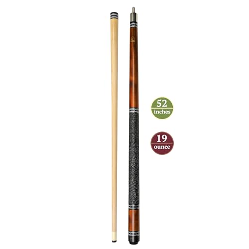 ASKA Pool Cue Stick – Irish Linen Wrap, Decorative Ring Design, Hard Rock Maple Shaft, 13 mm Hard Leather Tip, 5/16x18 Joint, Billiard Cue - size: 52-"