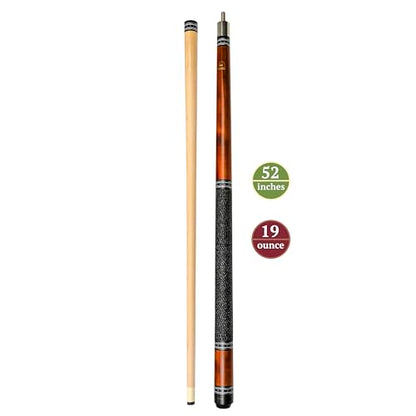 ASKA Pool Cue Stick – Irish Linen Wrap, Decorative Ring Design, Hard Rock Maple Shaft, 13 mm Hard Leather Tip, 5/16x18 Joint, Billiard Cue - size: 52-"
