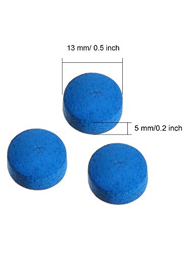 Jetec 30 Pieces Billiard Pool Cue Tips 13 mm Blue Pool Stick Tips Replacement Kit with Storage Box for Snooker Supplies