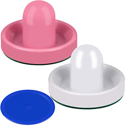 ONE250 Air Hockey Pushers and Red Air Hockey Pucks, Goal Handles Paddles Replacement Accessories for Game Tables (4 Striker, 4 Puck Pack) - color: Pink & White