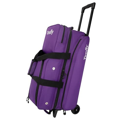 Triple Roller Bowling Bag with Wheels, Heavy Duty 3 Ball Bag for League & Recreational Bowlers - color: Purple