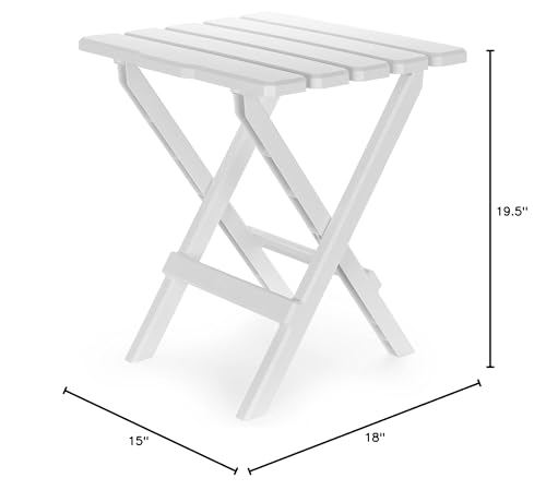 Camco Adirondack Style Folding Plastic Large Table with Footrest Design and Easy to Setup Construction for Indoor or Outdoor Use, White