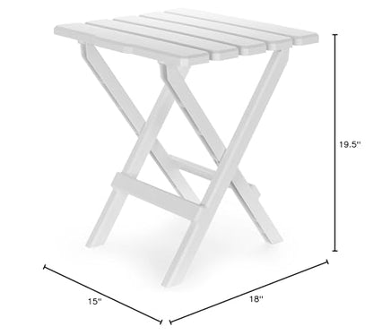 Camco Adirondack Style Folding Plastic Large Table with Footrest Design and Easy to Setup Construction for Indoor or Outdoor Use, White