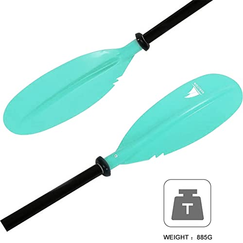 Karltion Kayak Paddle - Adjustable 2 Pieces Aluminum Alloy Shaft with Glass Fiber Blade for Surfing,Oar Fishing Easy Packable Travel - color: Mint Green, size: 86"-1 paddle