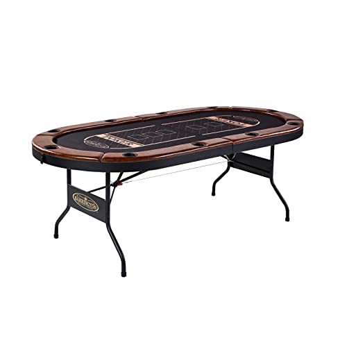Barrington Poker Multiple Styles Folding Poker Table & Poker Table Top/Dining Table Collection, Durable Padded Rail Tables with Felt Playing Surface, Perfect for Texas Holdem Games - style: 10 Player Premium Table